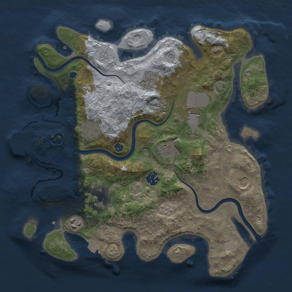 Rust Map: Procedural Map, Size: 3500, Seed: 553300, 14 Monuments