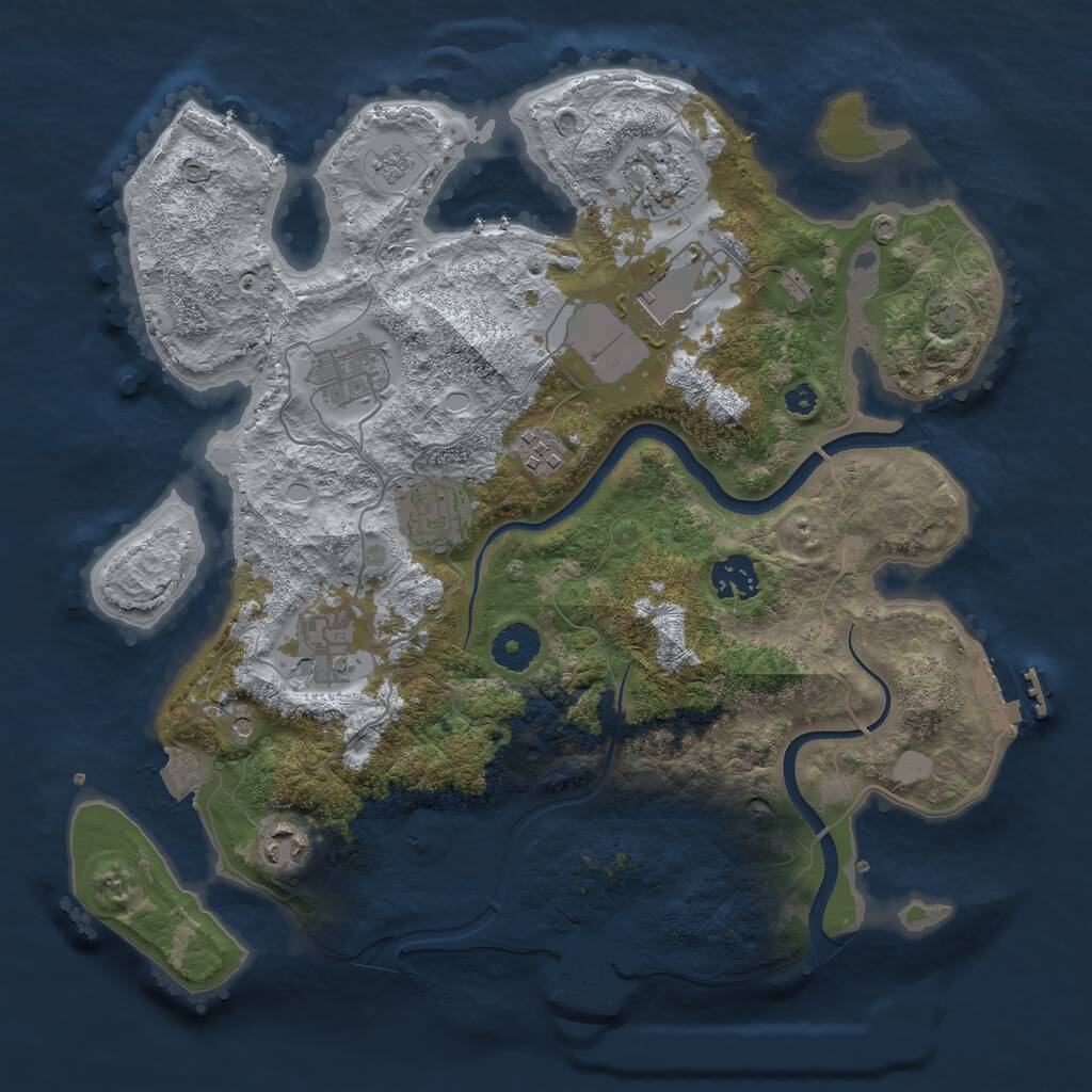 Rust Map: Procedural Map, Size: 3500, Seed: 95521920, 14 Monuments