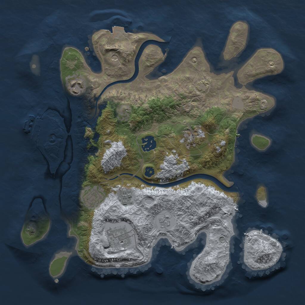 Rust Map: Procedural Map, Size: 3000, Seed: 46541250, 11 Monuments