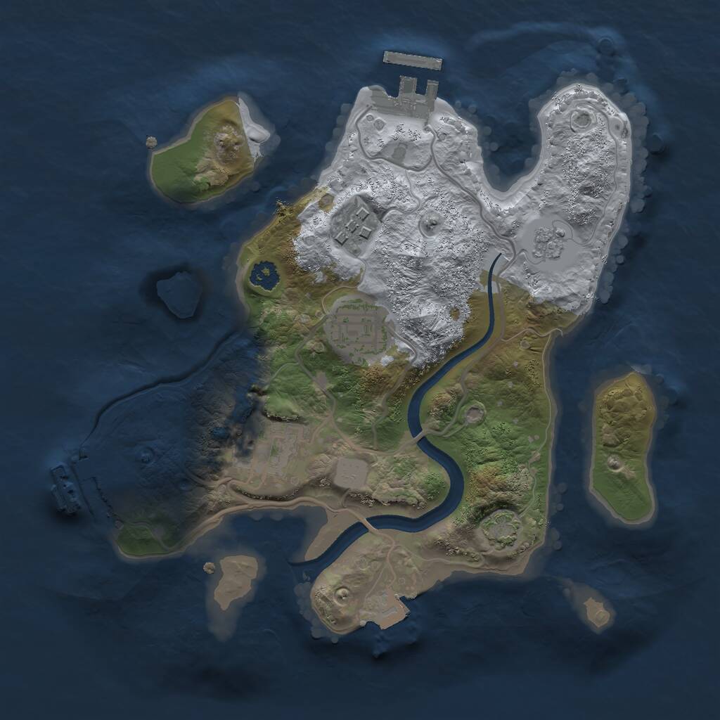 Rust Map: Procedural Map, Size: 2500, Seed: 1025, 8 Monuments