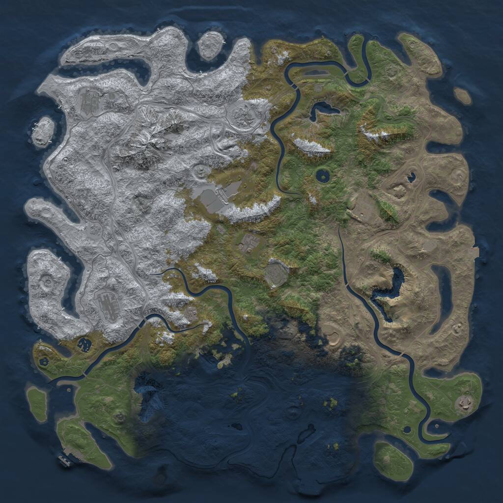 Rust Map: Procedural Map, Size: 5500, Seed: 1283515908, 17 Monuments