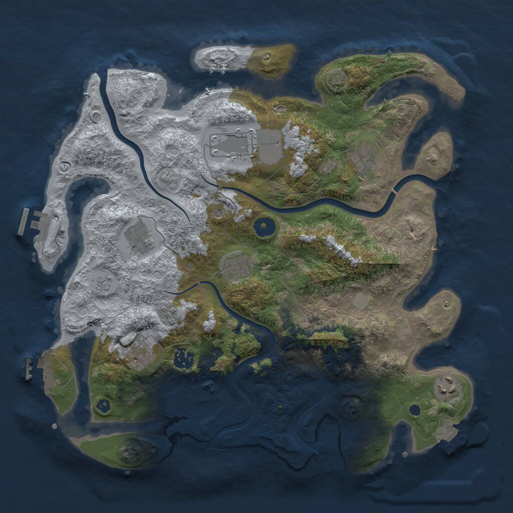 Rust Map: Procedural Map, Size: 3750, Seed: 1586879741, 14 Monuments