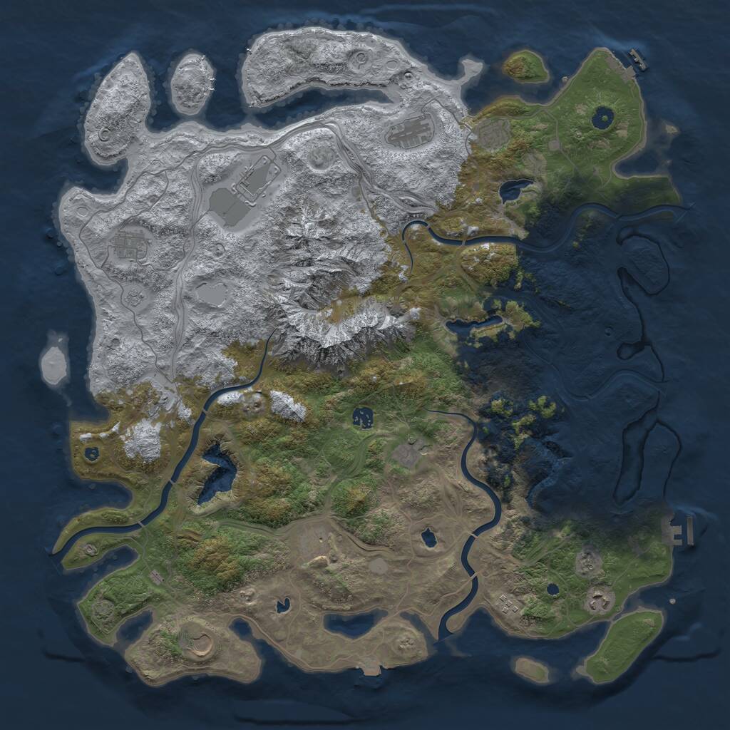 Rust Map: Procedural Map, Size: 5000, Seed: 501110314, 17 Monuments