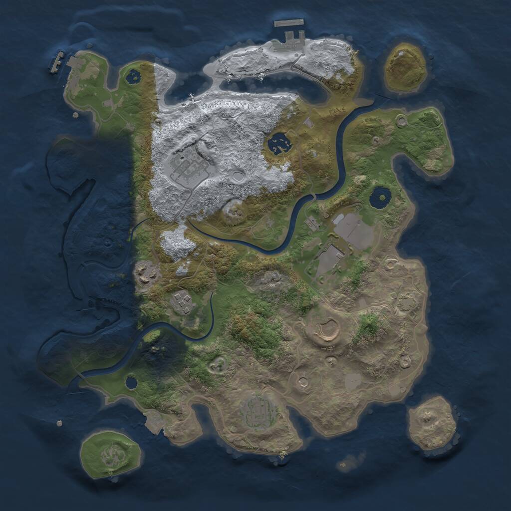 Rust Map: Procedural Map, Size: 3500, Seed: 840720060, 12 Monuments