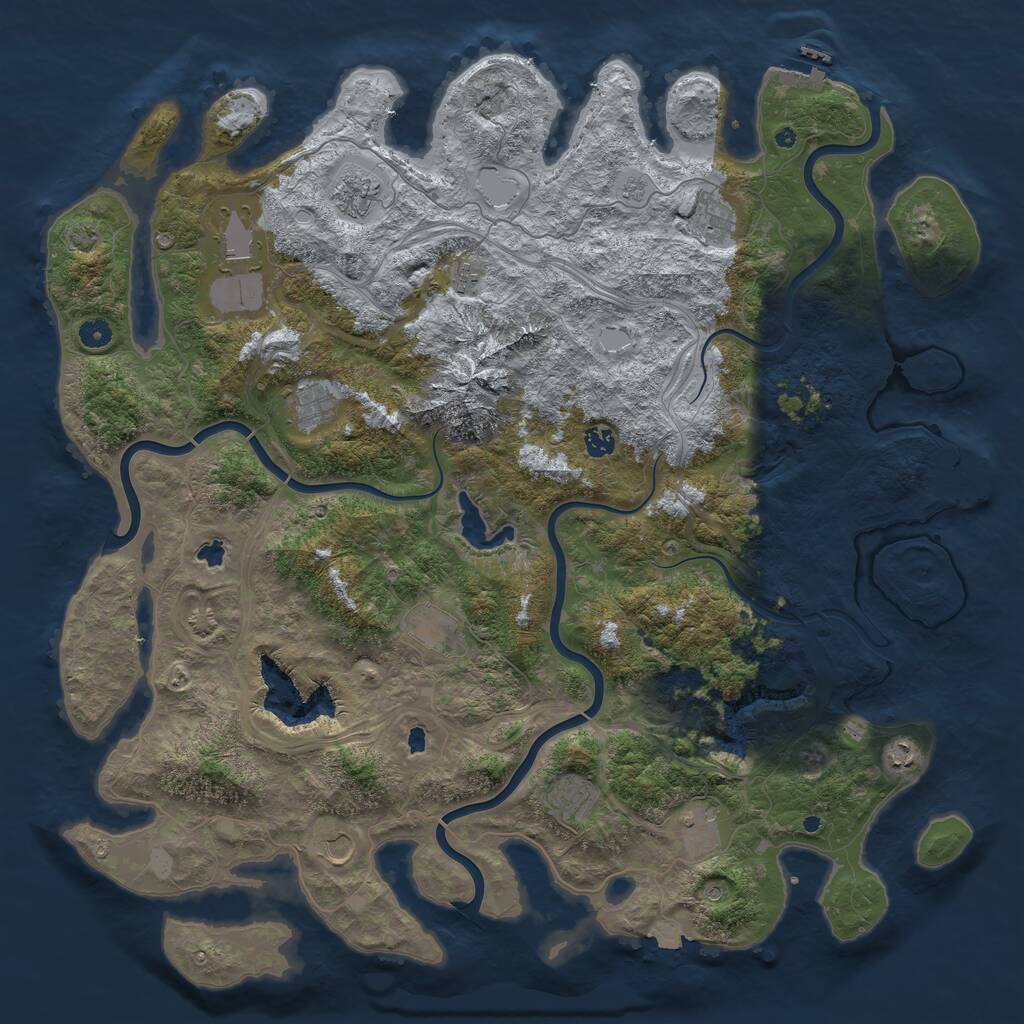 Rust Map: Procedural Map, Size: 5000, Seed: 1816627438, 17 Monuments