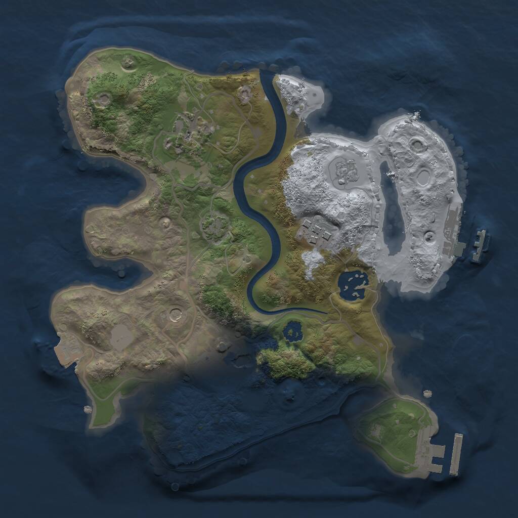 Rust Map: Procedural Map, Size: 2500, Seed: 1028, 10 Monuments