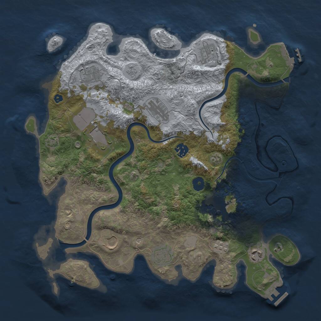 Rust Map: Procedural Map, Size: 3700, Seed: 928319, 16 Monuments