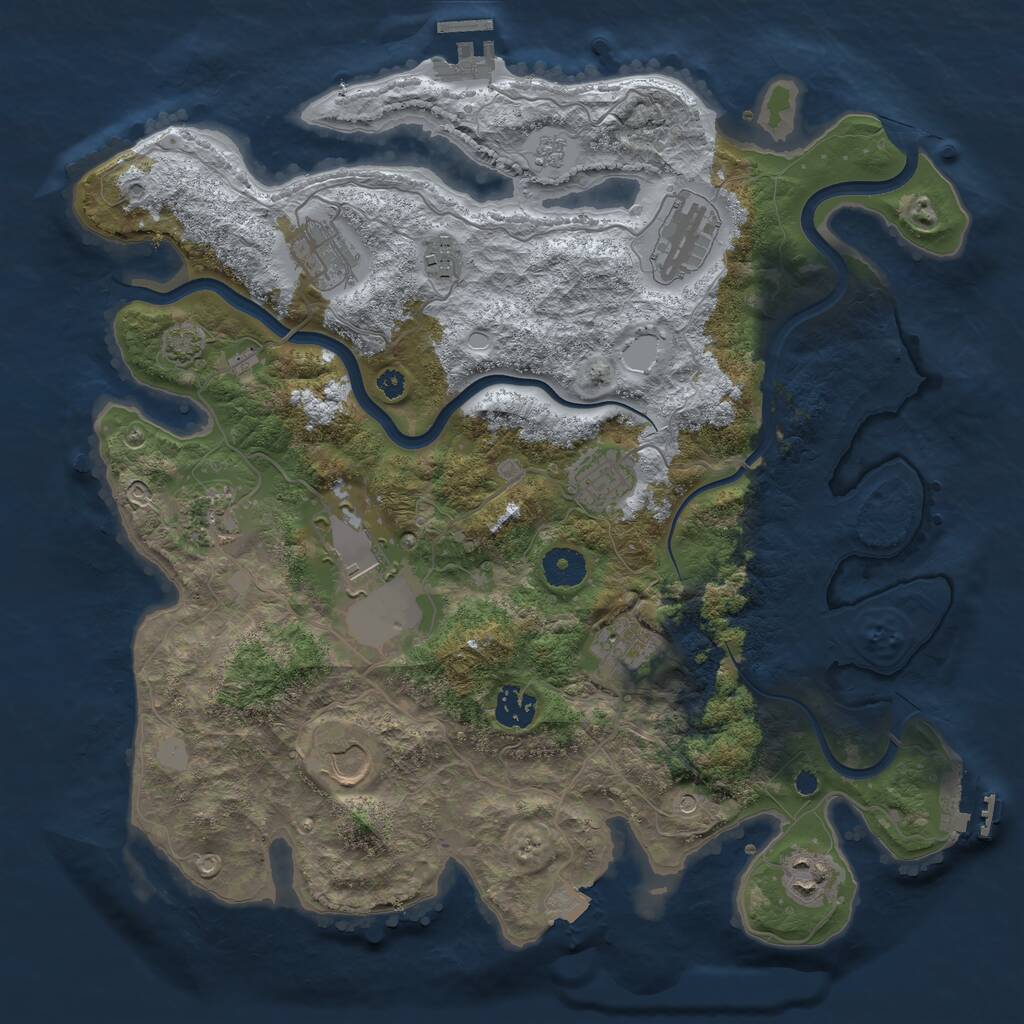 Rust Map: Procedural Map, Size: 3700, Seed: 1849263, 16 Monuments