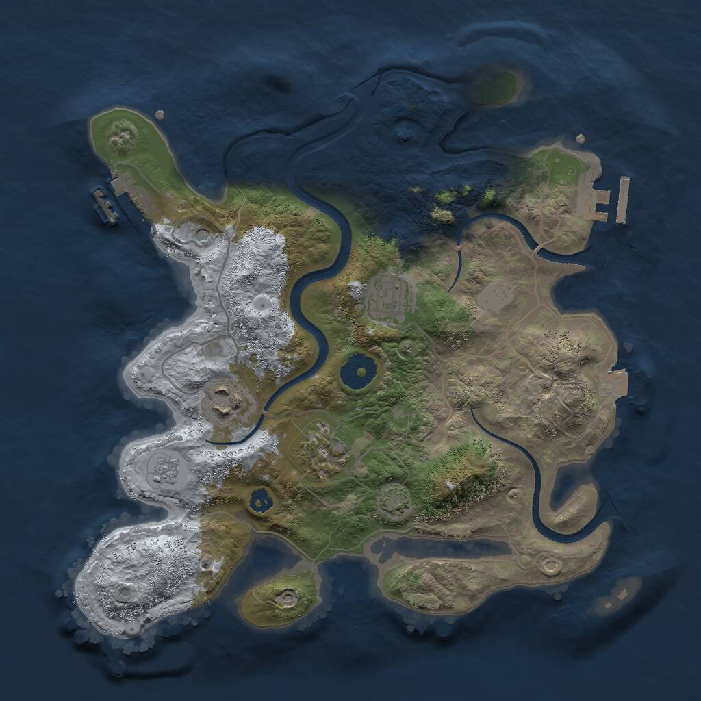 Rust Map: Procedural Map, Size: 3000, Seed: 1929289948, 9 Monuments
