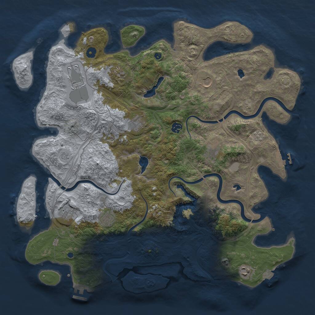 Rust Map: Procedural Map, Size: 4500, Seed: 64515016, 16 Monuments