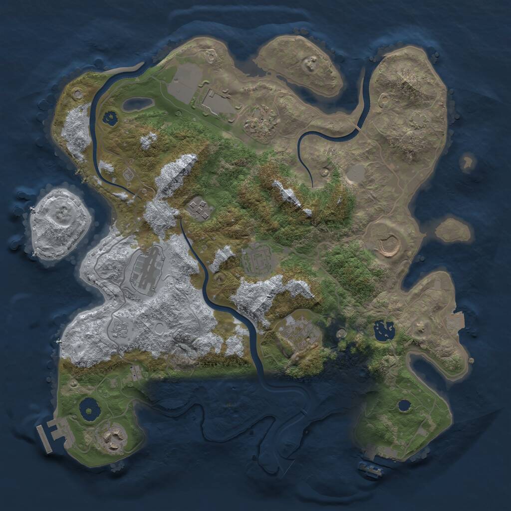 Rust Map: Procedural Map, Size: 3500, Seed: 1381882805, 15 Monuments