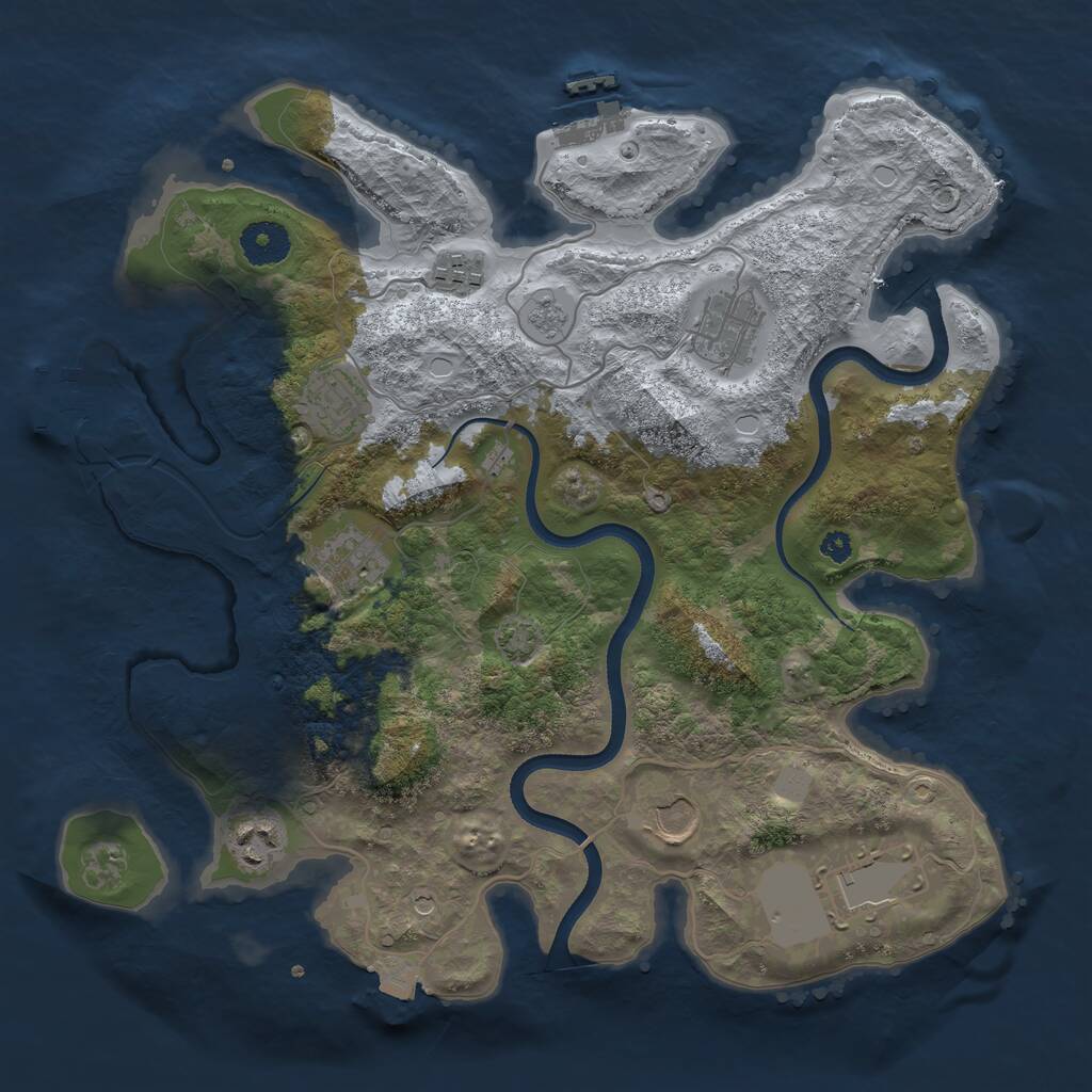 Rust Map: Procedural Map, Size: 3500, Seed: 2079323586, 13 Monuments