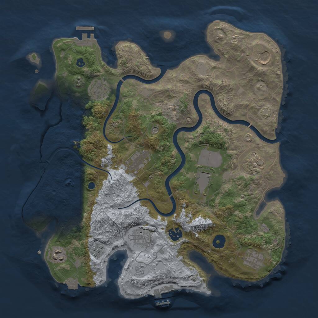 Rust Map: Procedural Map, Size: 3600, Seed: 578369846, 16 Monuments