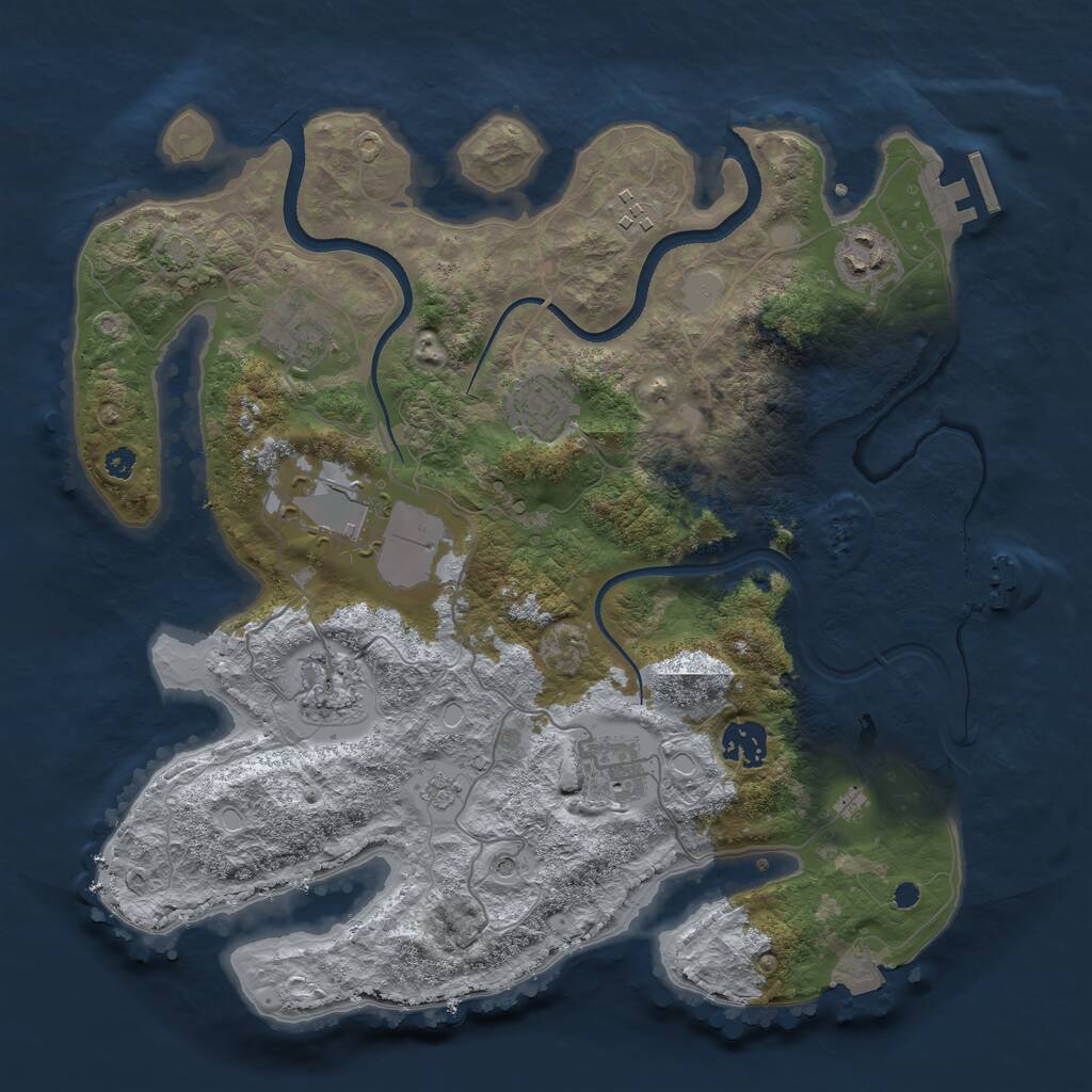 Rust Map: Procedural Map, Size: 3500, Seed: 221750728, 14 Monuments