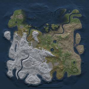 Thumbnail Rust Map: Procedural Map, Size: 3951, Seed: 841615533, 14 Monuments