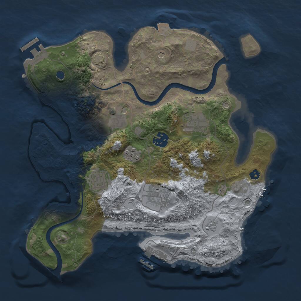 Rust Map: Procedural Map, Size: 3000, Seed: 12941955, 12 Monuments