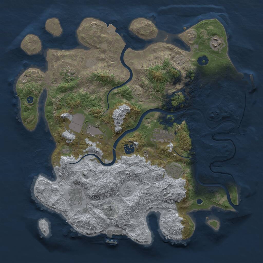Rust Map: Procedural Map, Size: 3777, Seed: 6738, 14 Monuments