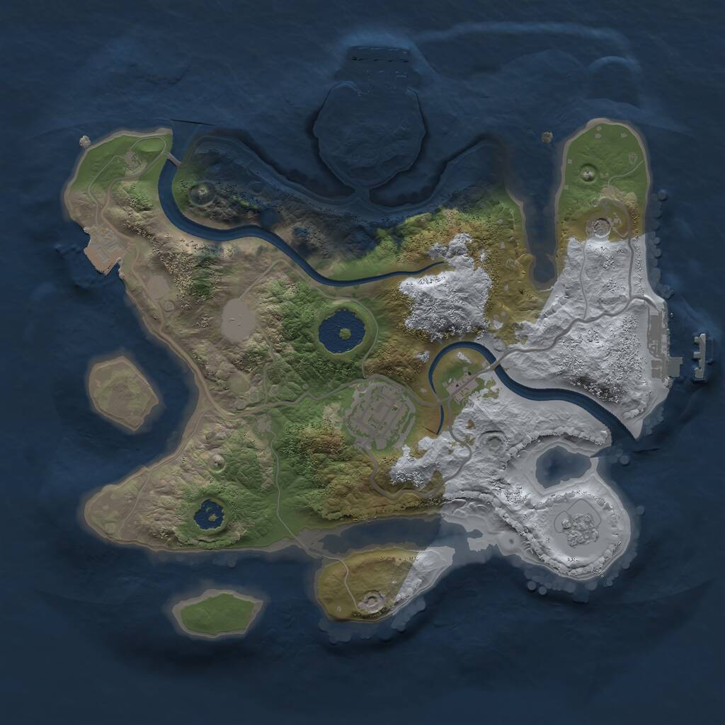 Rust Map: Procedural Map, Size: 2500, Seed: 22222, 6 Monuments