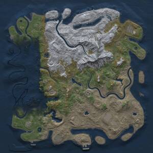 Thumbnail Rust Map: Procedural Map, Size: 5000, Seed: 135163, 17 Monuments