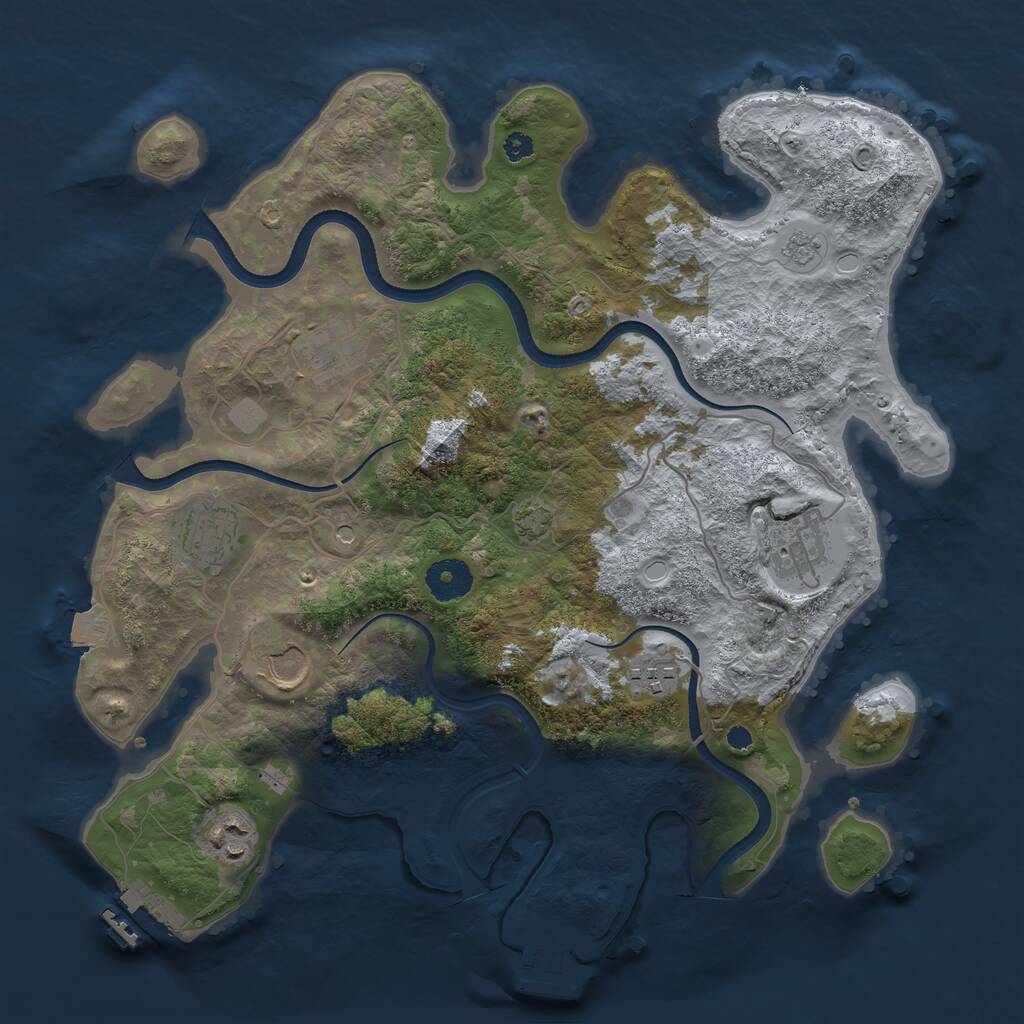 Rust Map: Procedural Map, Size: 3500, Seed: 1923570420, 12 Monuments
