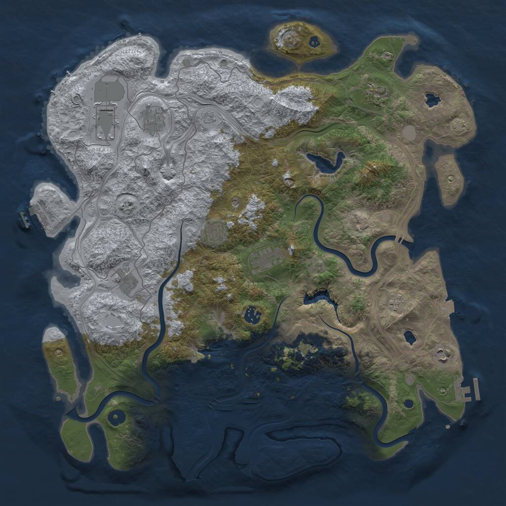 Rust Map: Procedural Map, Size: 4500, Seed: 2345616, 16 Monuments