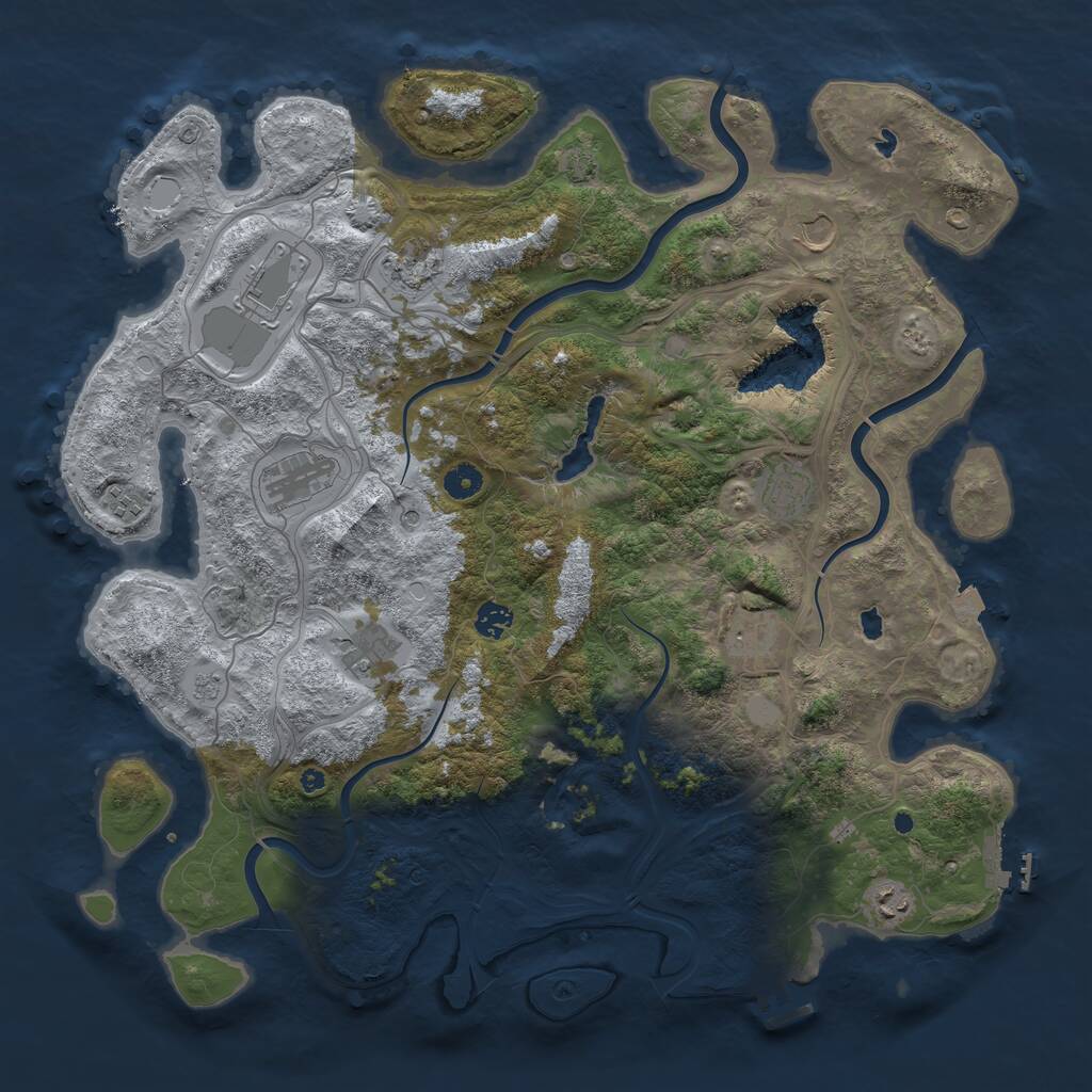 Rust Map: Procedural Map, Size: 4500, Seed: 912351, 16 Monuments