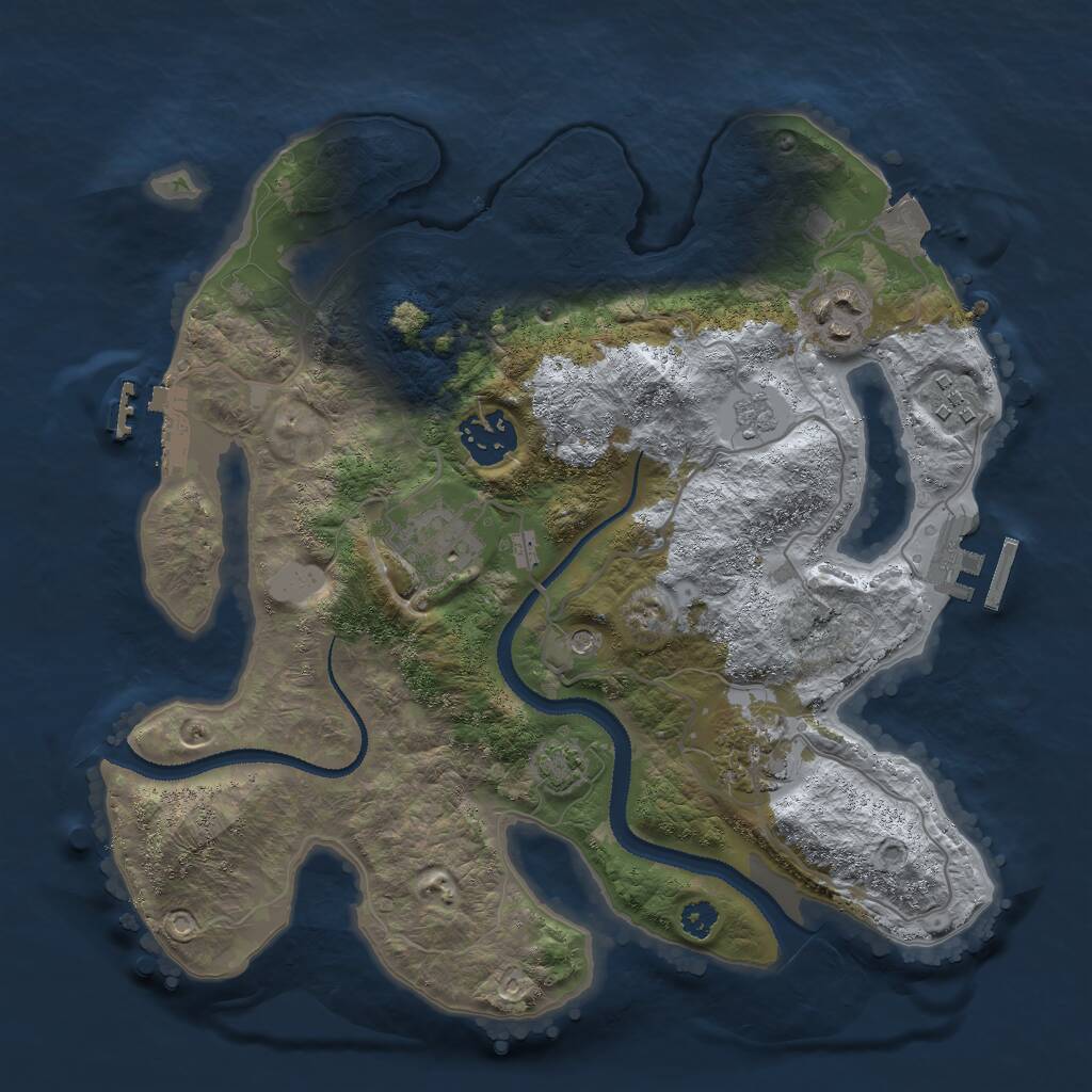 Rust Map: Procedural Map, Size: 3000, Seed: 1889039434, 11 Monuments