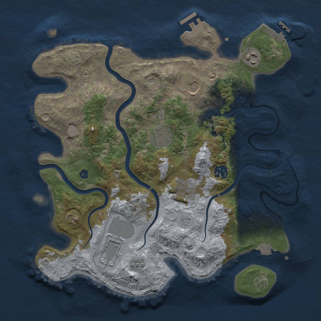 Rust Map: Procedural Map, Size: 3500, Seed: 37080122, 13 Monuments