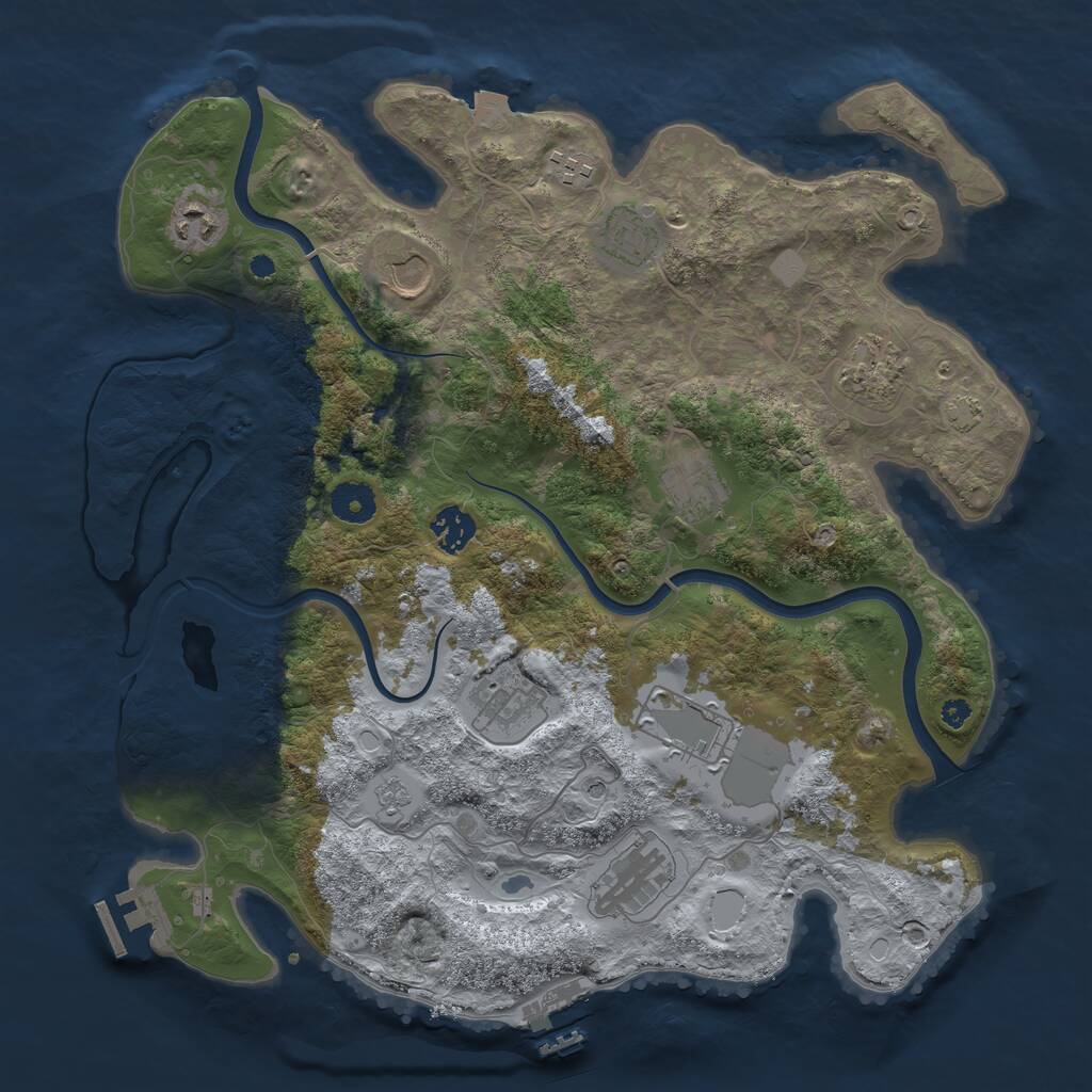 Rust Map: Procedural Map, Size: 3750, Seed: 1035405339, 16 Monuments