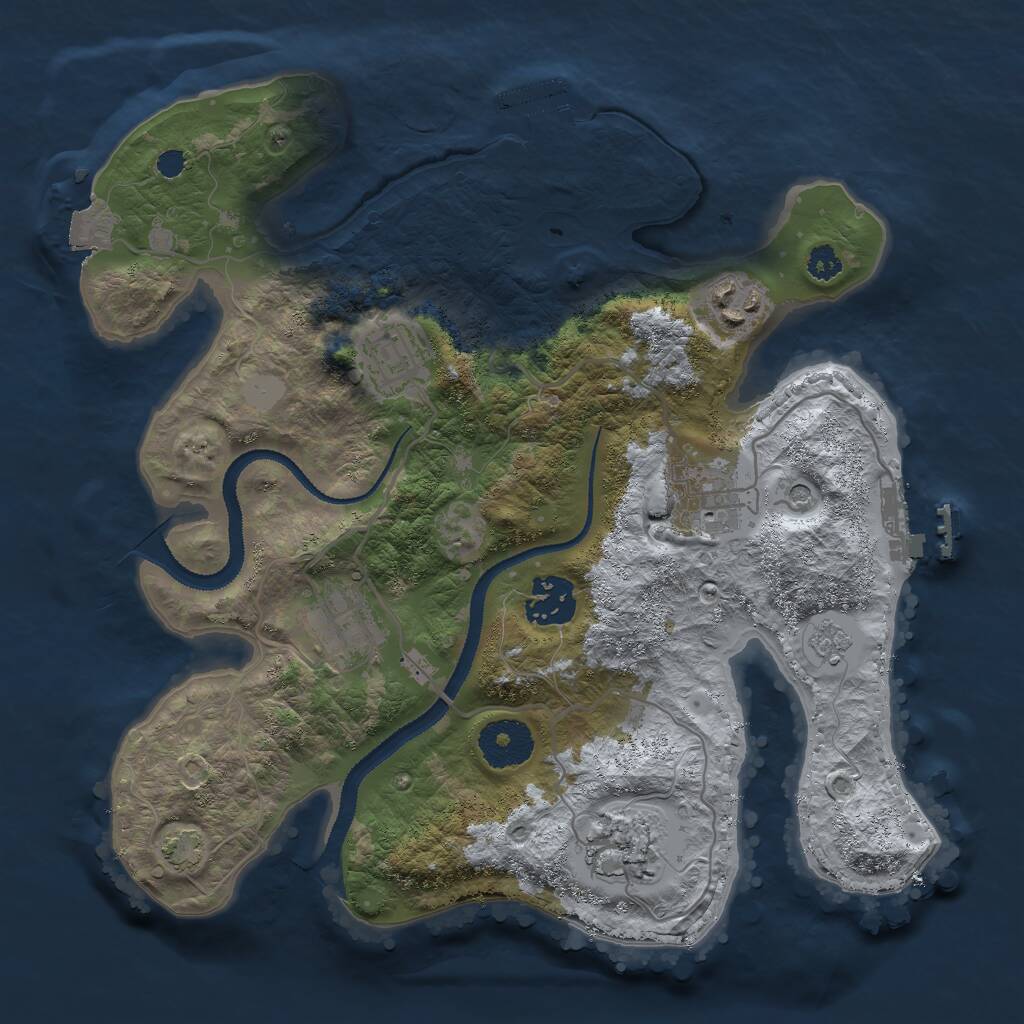 Rust Map: Procedural Map, Size: 3000, Seed: 752465721, 12 Monuments
