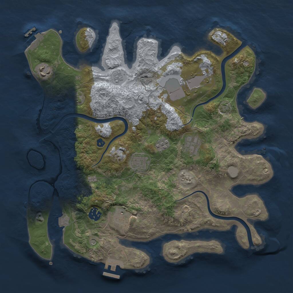 Rust Map: Procedural Map, Size: 3500, Seed: 906053716, 13 Monuments