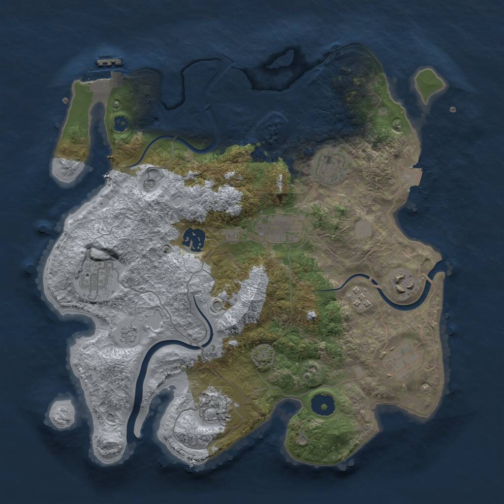 Rust Map: Procedural Map, Size: 3280, Seed: 348025289, 13 Monuments