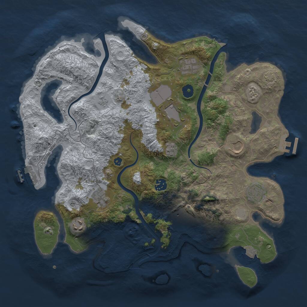 Rust Map: Procedural Map, Size: 3750, Seed: 1404940601, 15 Monuments