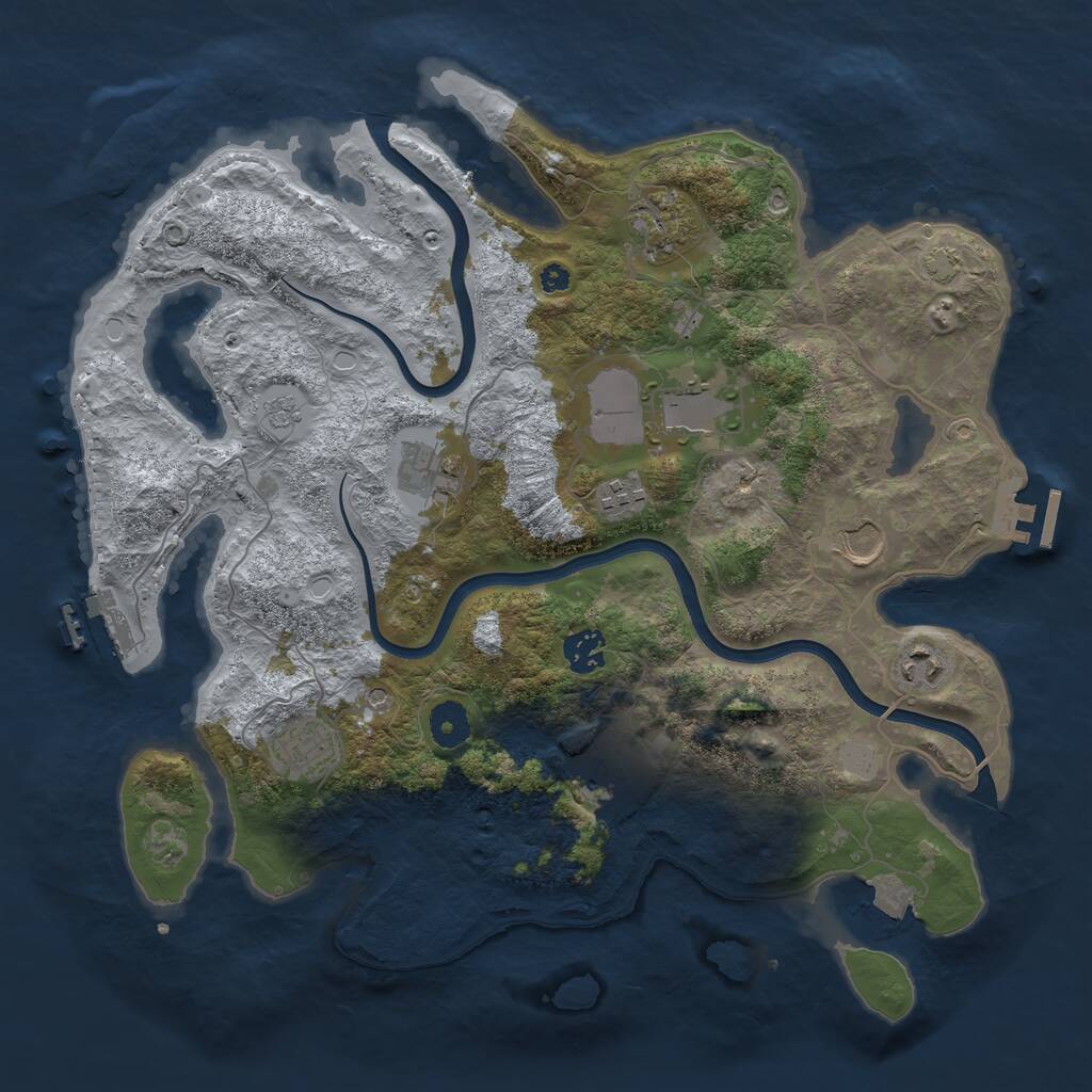 Rust Map: Procedural Map, Size: 3750, Seed: 1404940601, 15 Monuments