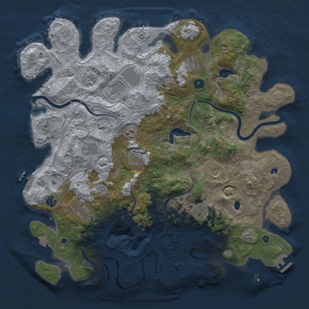 Rust Map: Procedural Map, Size: 4500, Seed: 579345, 17 Monuments