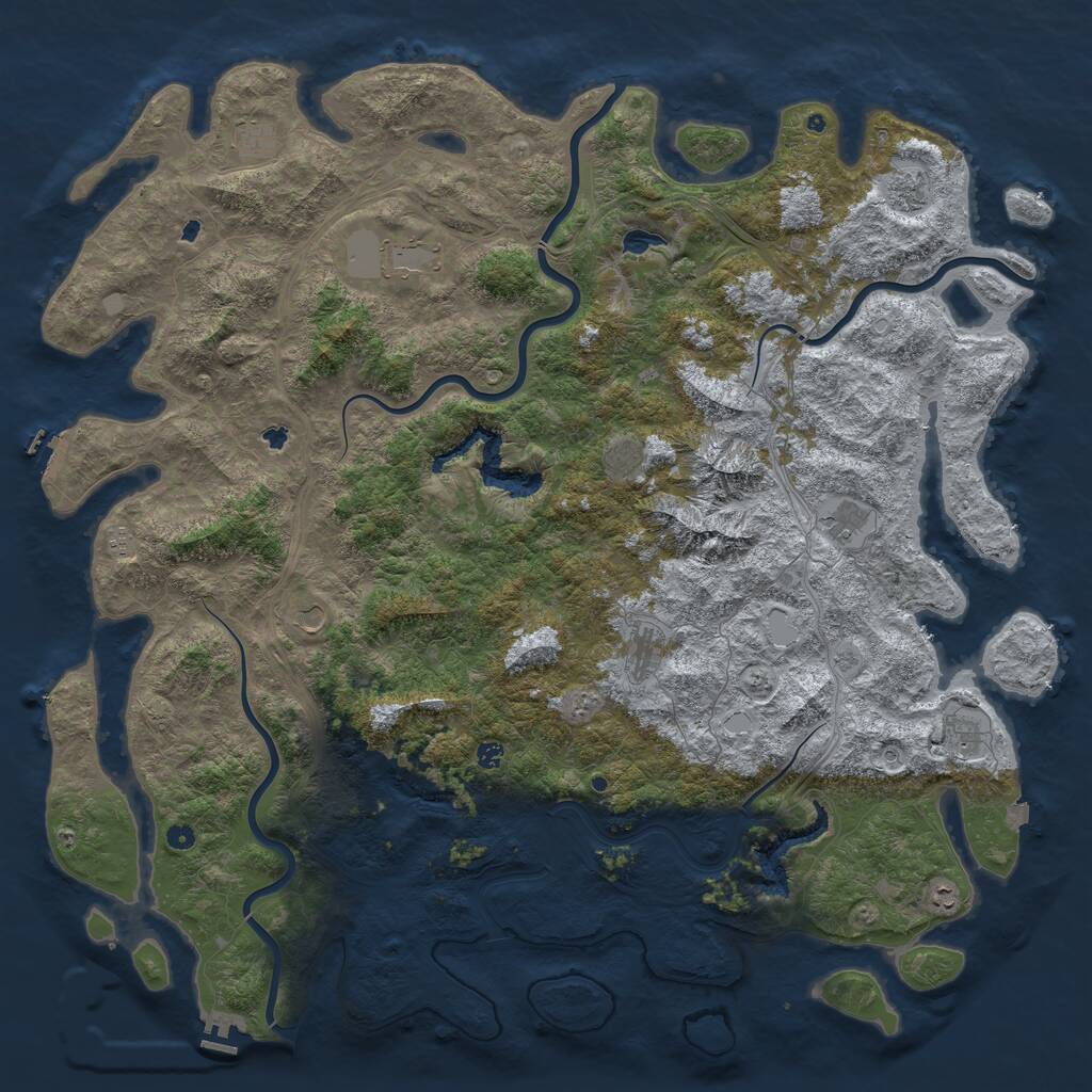 Rust Map: Procedural Map, Size: 6000, Seed: 45316, 17 Monuments