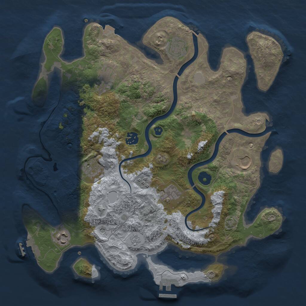 Rust Map: Procedural Map, Size: 3500, Seed: 975119788, 14 Monuments