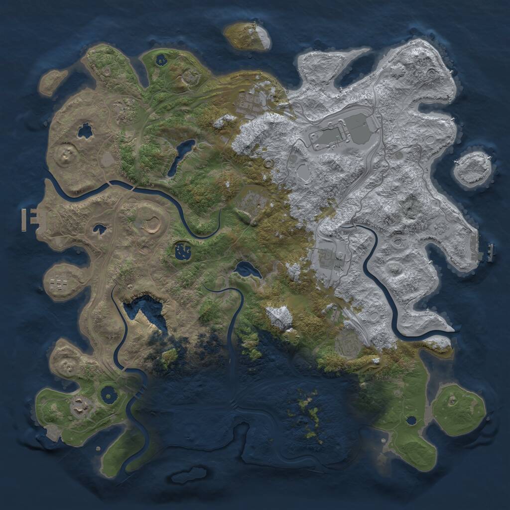 Rust Map: Procedural Map, Size: 4500, Seed: 399093674, 16 Monuments
