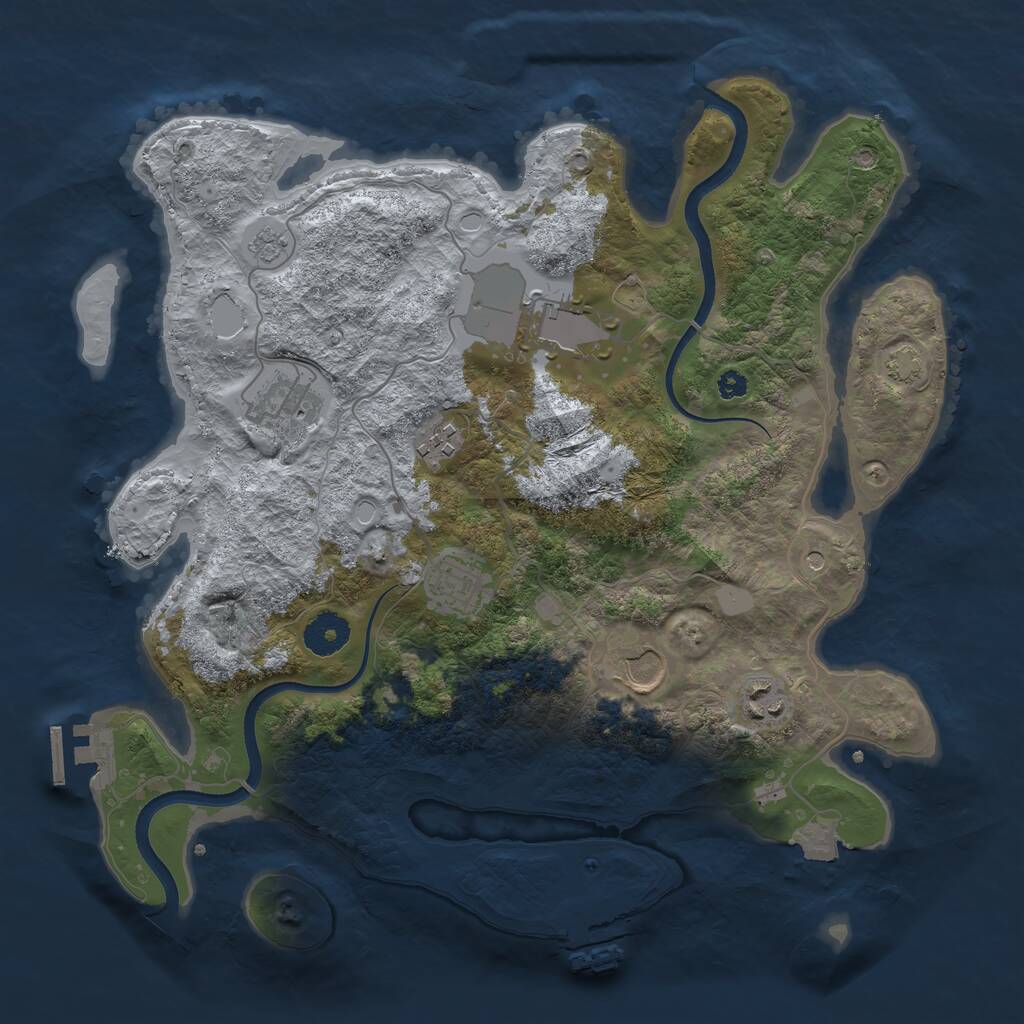 Rust Map: Procedural Map, Size: 3500, Seed: 1383925412, 12 Monuments
