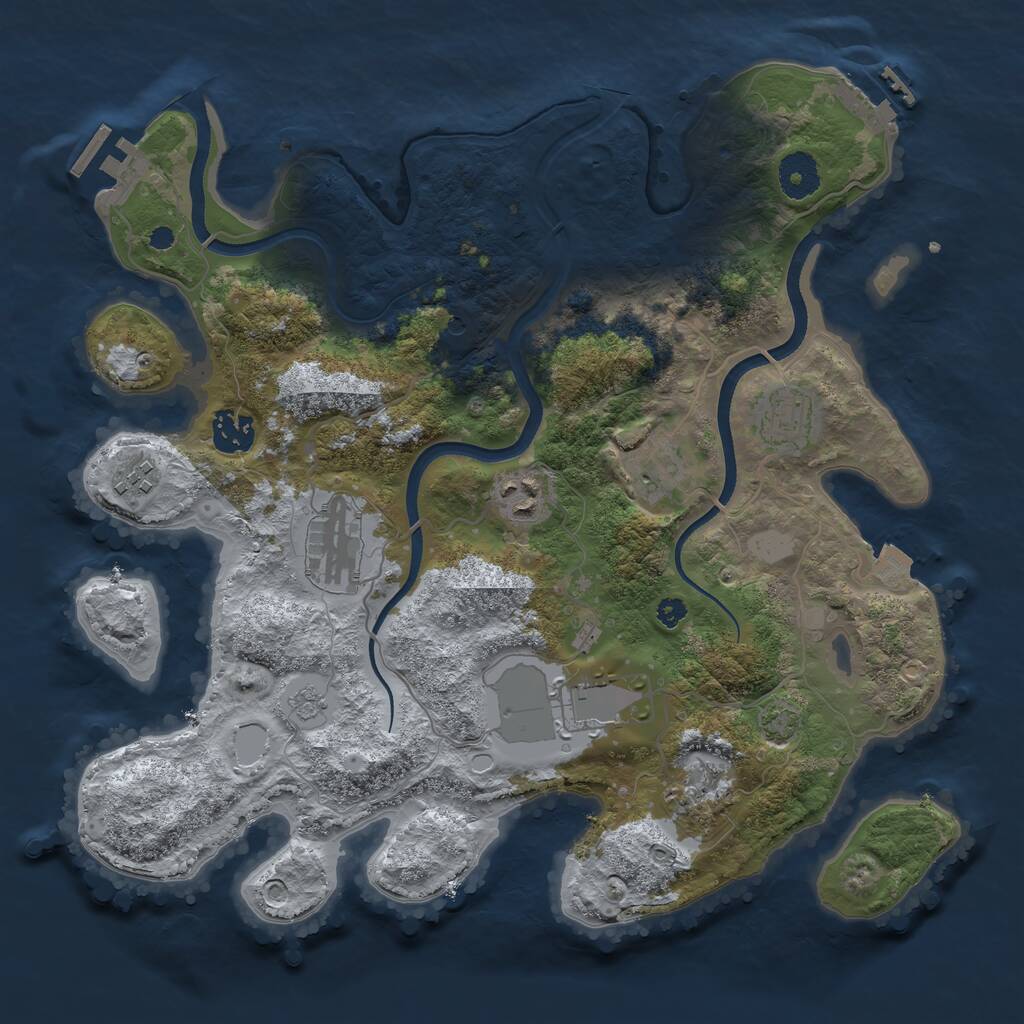 Rust Map: Procedural Map, Size: 3500, Seed: 11820, 14 Monuments
