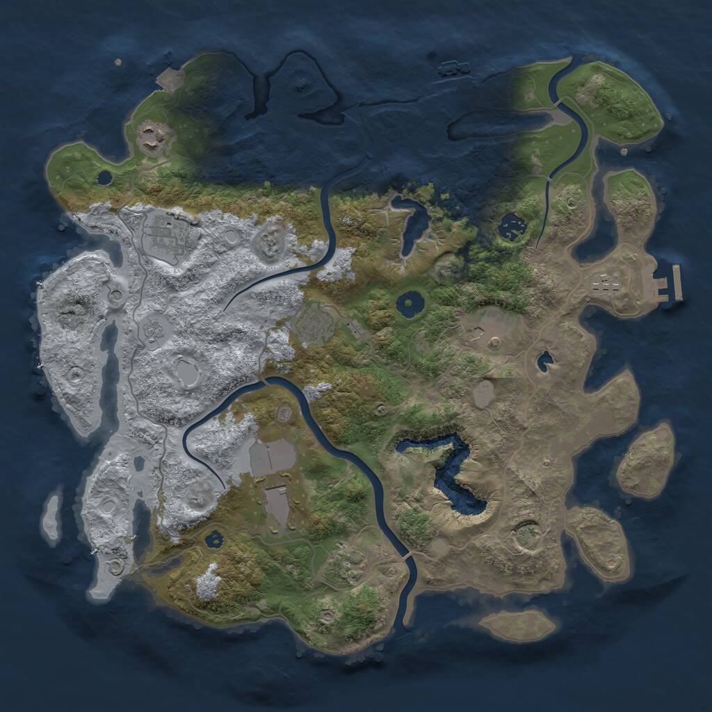 Rust Map: Procedural Map, Size: 4000, Seed: 511057477, 14 Monuments