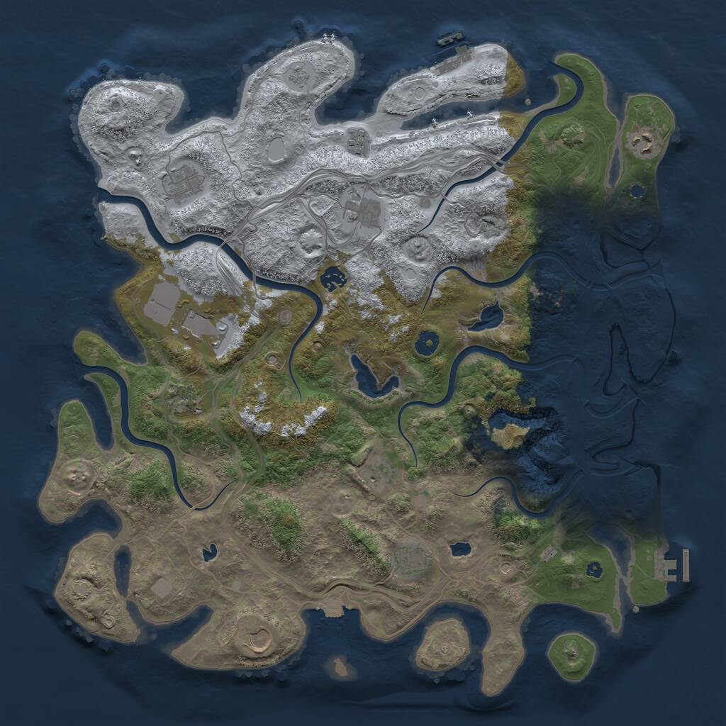 Rust Map: Procedural Map, Size: 4500, Seed: 1169779821, 16 Monuments