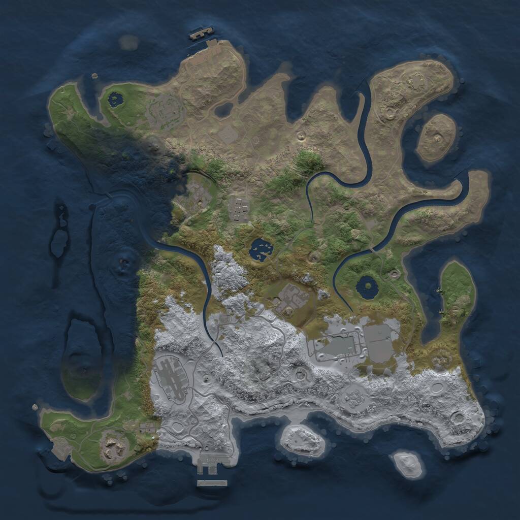 Rust Map: Procedural Map, Size: 3500, Seed: 1423355739, 14 Monuments