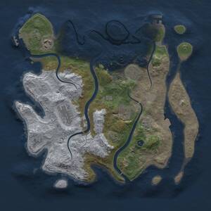Thumbnail Rust Map: Procedural Map, Size: 3250, Seed: 314443804, 11 Monuments