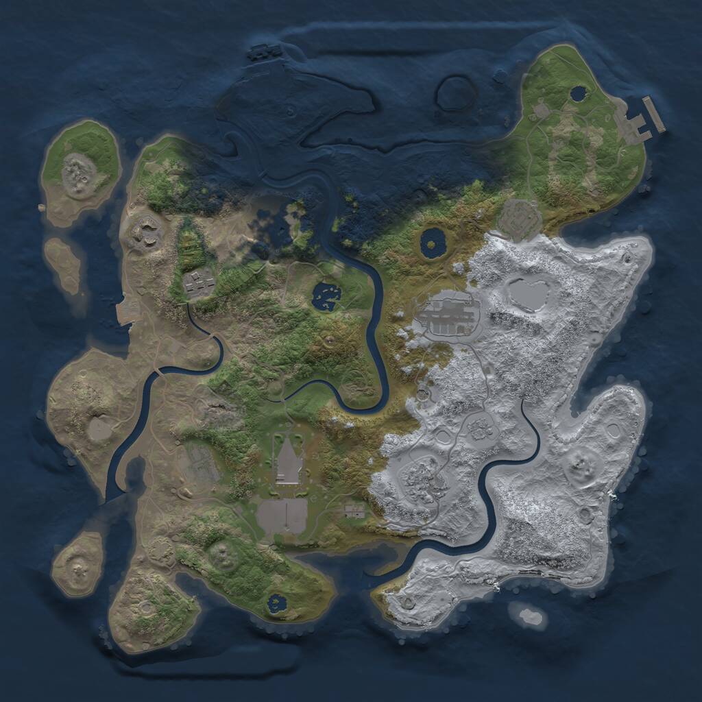 Rust Map: Procedural Map, Size: 3650, Seed: 892342355, 15 Monuments