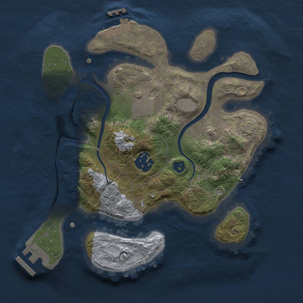 Rust Map: Procedural Map, Size: 2500, Seed: 824329493, 7 Monuments