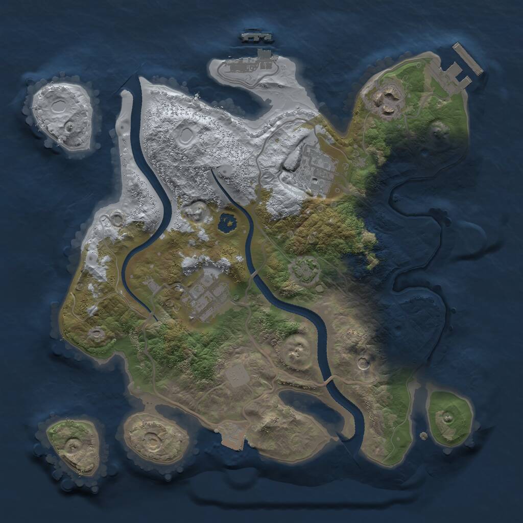 Rust Map: Procedural Map, Size: 2700, Seed: 1764072118, 8 Monuments