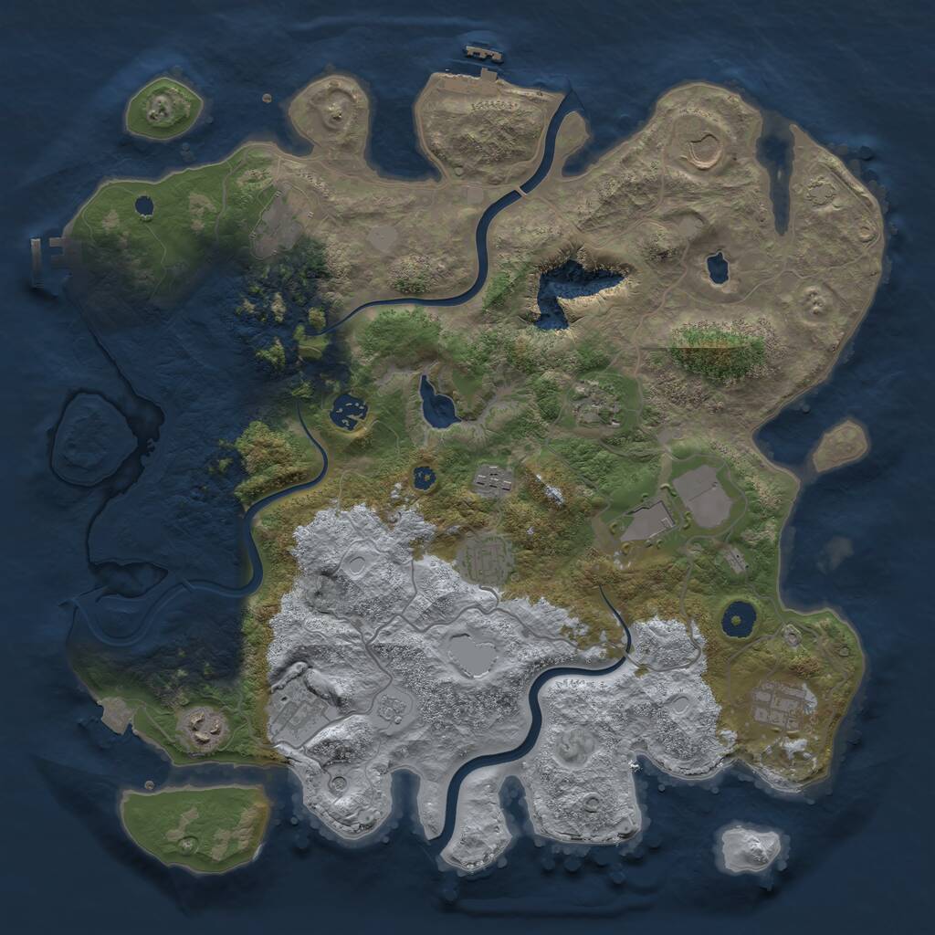 Rust Map: Procedural Map, Size: 4000, Seed: 78654, 16 Monuments