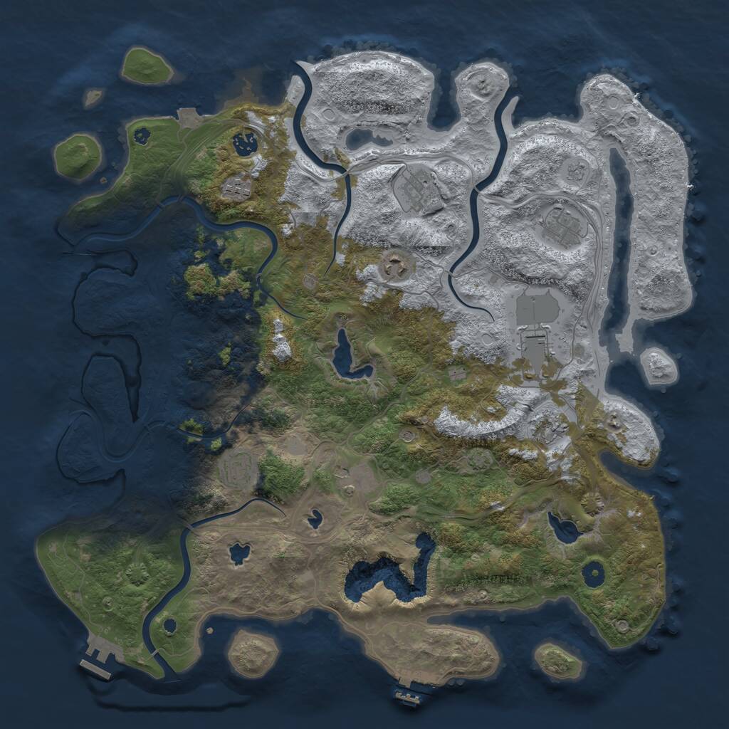 Rust Map: Procedural Map, Size: 4500, Seed: 931674223, 15 Monuments