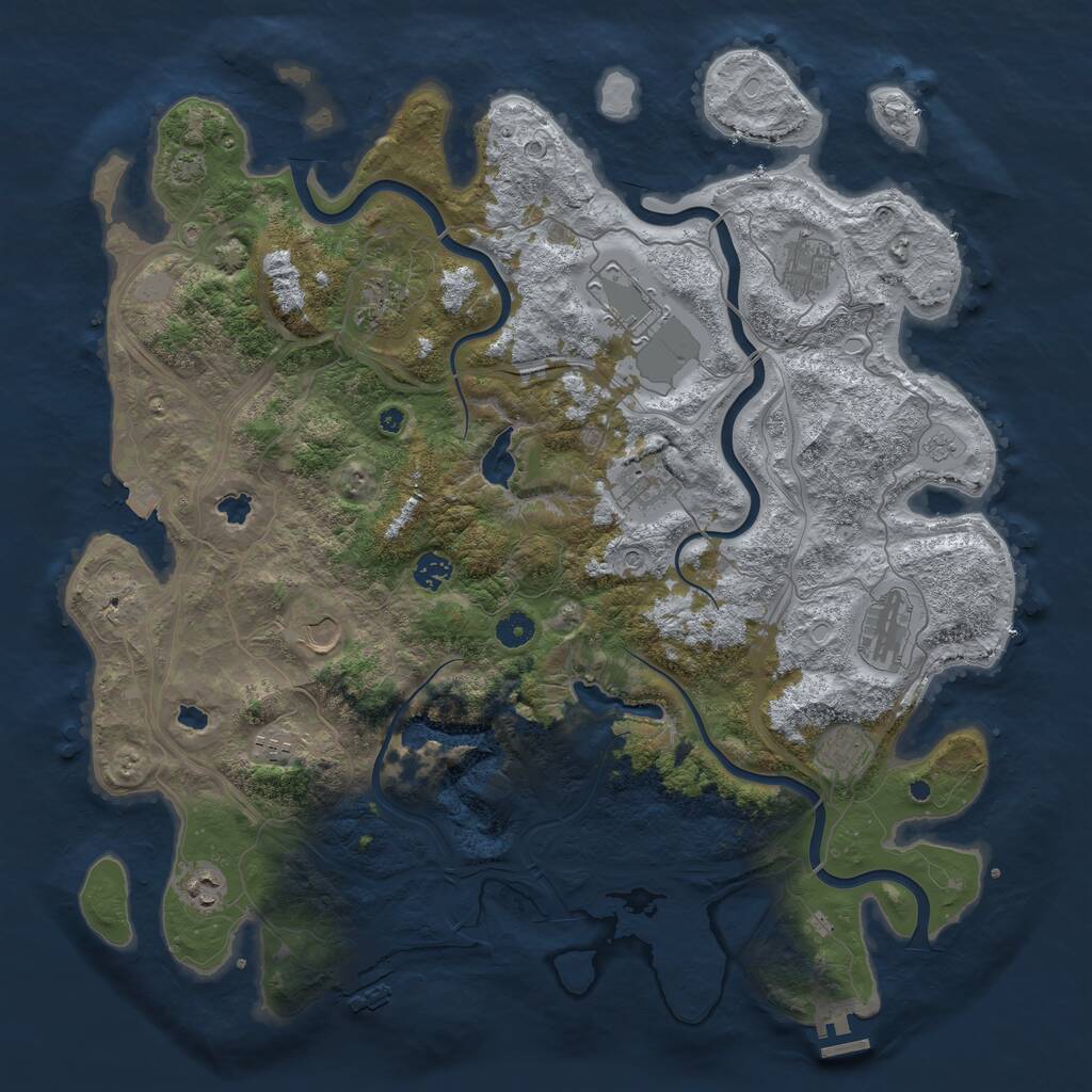 Rust Map: Procedural Map, Size: 4500, Seed: 1252341728, 16 Monuments